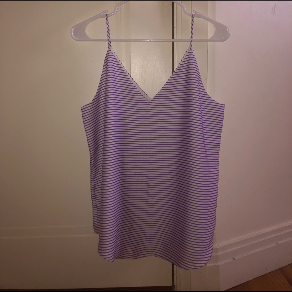 Express Purple and White Striped Blouse Tank Top